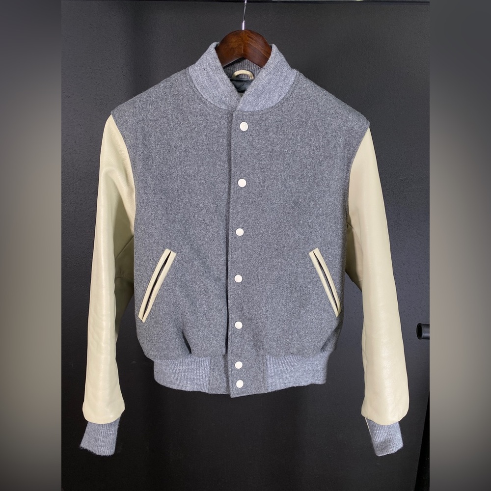Thursday Boots - Wool Blend Racer Jacket with Leather Sleeves